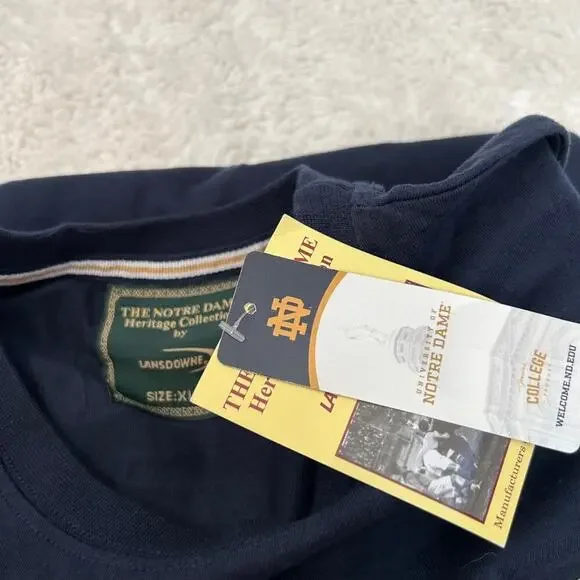 Norte Dame College NWT Mens Navy Embroidered Logo T Shirt Sz XL School Spirit - Picture 6 of 7